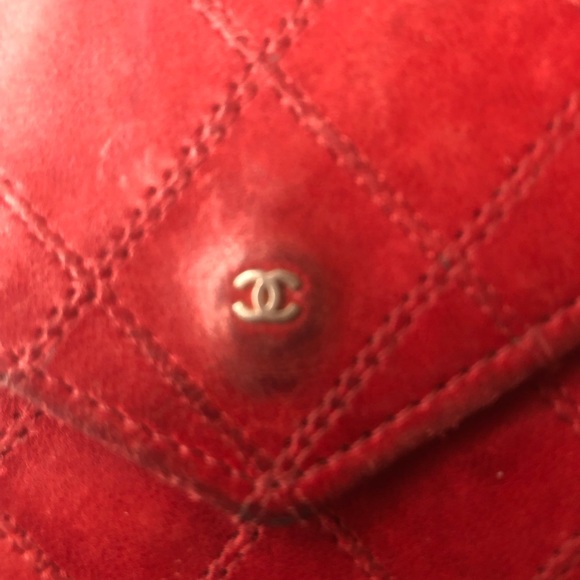 Chanel Authentic Red Quilted Y2K Lambskin Envelope Pochette Clutch Wallet - Picture 10 of 12